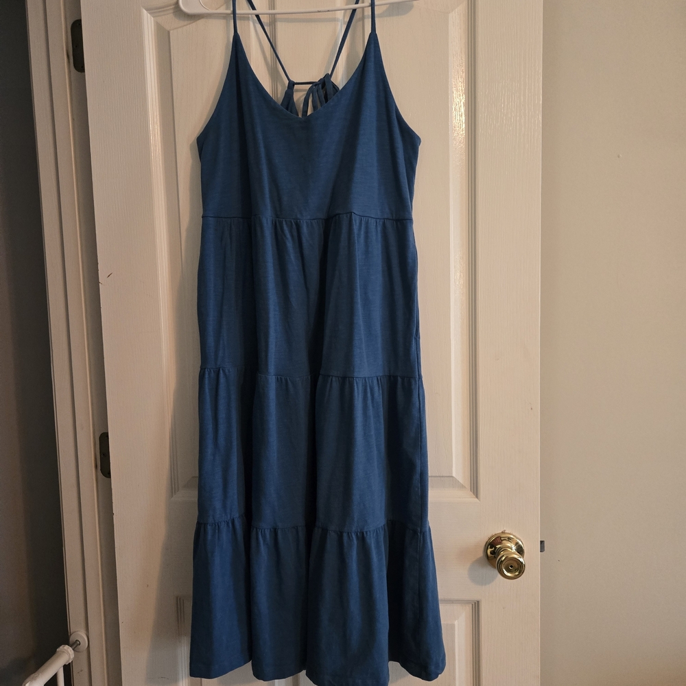 Old Navy Blue Tiered Midi Dress